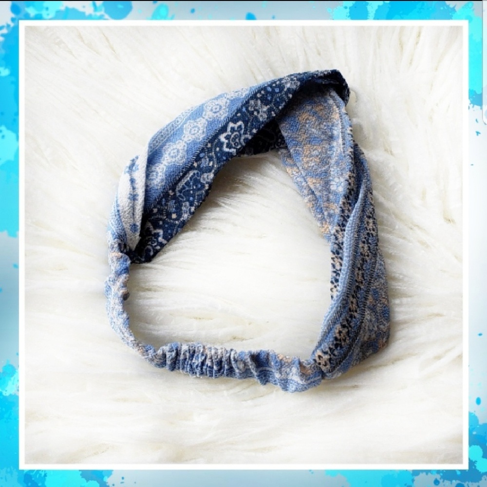 Blue floral non- slip headband yoga